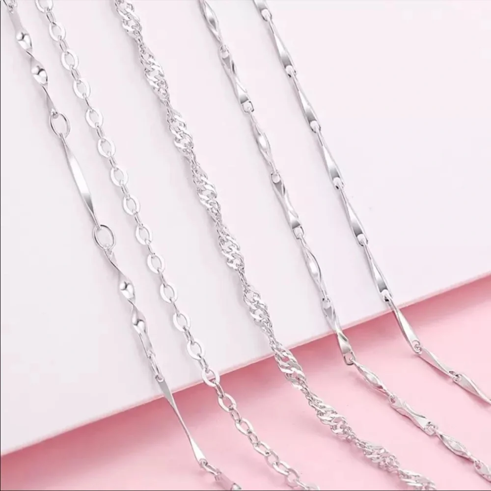 Anthropologie 925 Silver Sparkling Clavicle Chain Choker Necklace - Picture 3 of 16
